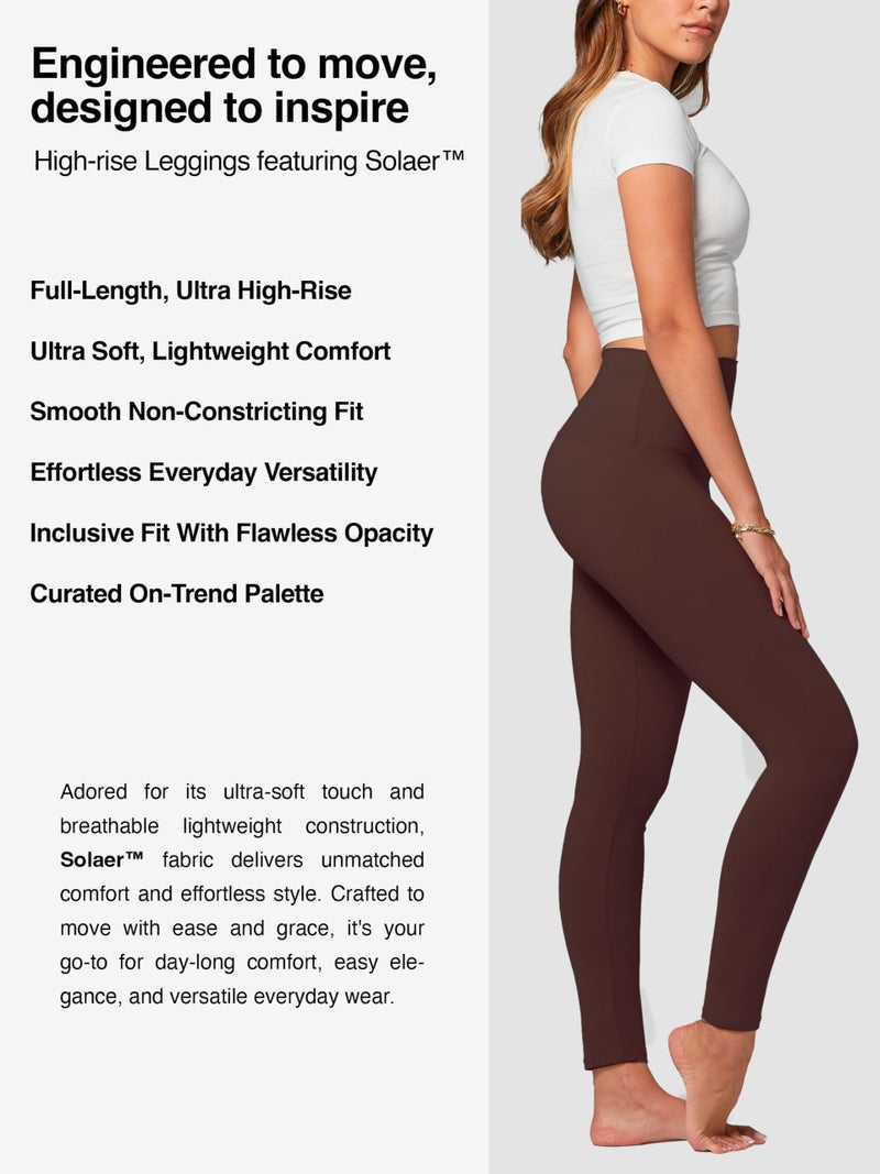 Conceited Leggings for Women - Tummy Control - 5" Waistband - Regular and Plus Size - Brown - Small - Medium - Image 2